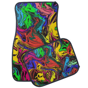 Abstract Colorful Twirly / Pushed / Car Floor Mat