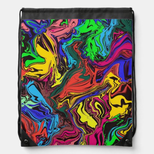 Abstract Colorful Twirly  Pushed  Drawstring Bag