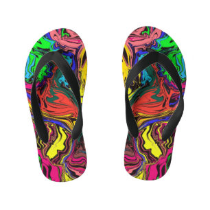 Abstract Colorful Twirly / Pushed / Kid's Flip Flops
