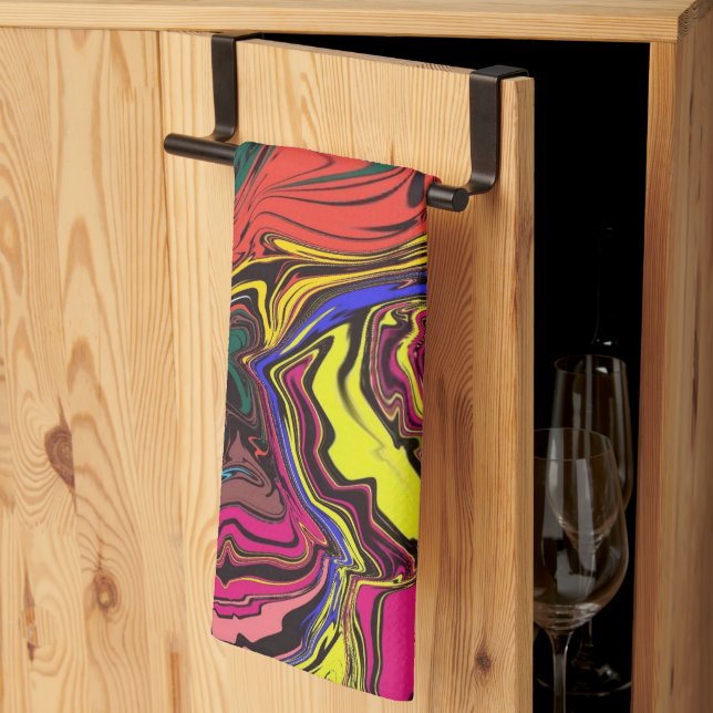 Abstract Colorful Twirly / Pushed / Kitchen Towel (Thirds Fold)