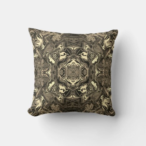 Abstract Colorful Twirly Pushed Mirror  Sepia  Throw Pillow