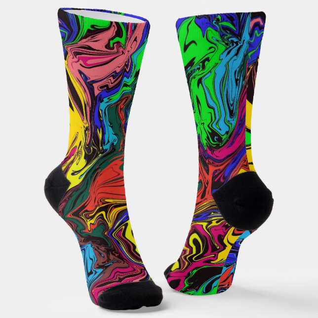 Abstract Colorful Twirly / Pushed / Socks (Angled)