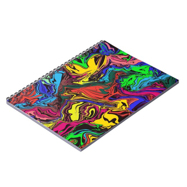Abstract Colorful Twirly / Pushed / Spiral Notebook (Left Side)