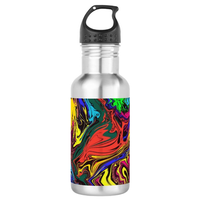 Abstract Colorful Twirly / Pushed /  Stainless Steel Water Bottle (Front)