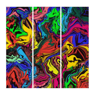 Abstract Colorful Twirly / Pushed / Triptych
