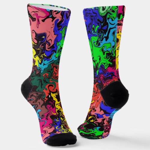 Abstract Colorful Twirly   Socks