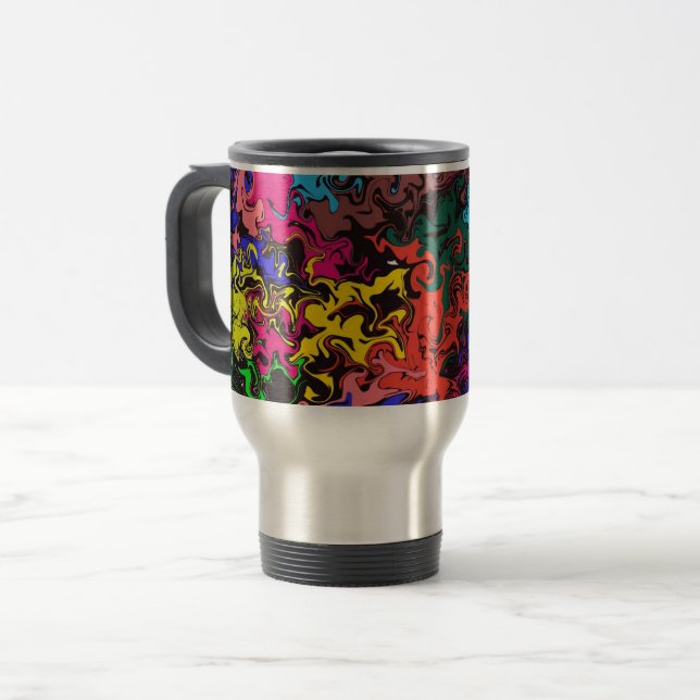 Abstract Colorful Twirly /  Travel Mug (Front Left)