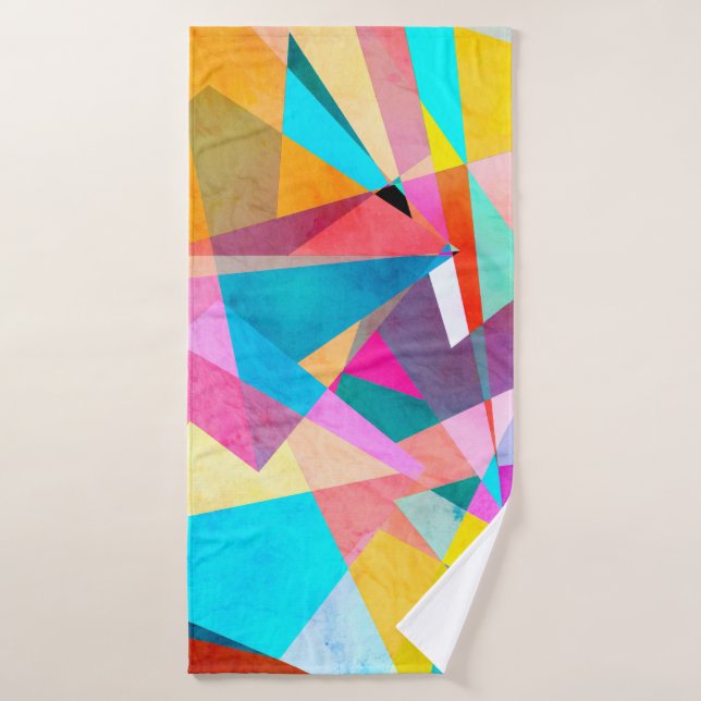 Abstract colorful watercolor background with diffe bath towel (Bath Towel)