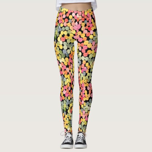 Abstract Colorful Watercolor Dots Leggings