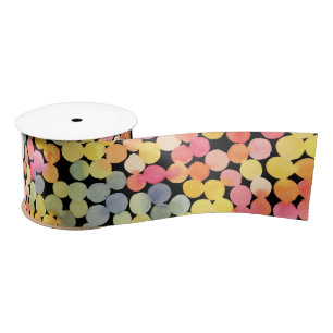 Abstract Colorful Watercolor Dots Satin Ribbon