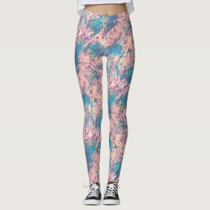 Abstract Colorful Watercolor Floral Pattern Leggings
