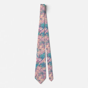 Abstract Colorful Watercolor Floral Pattern Neck Tie