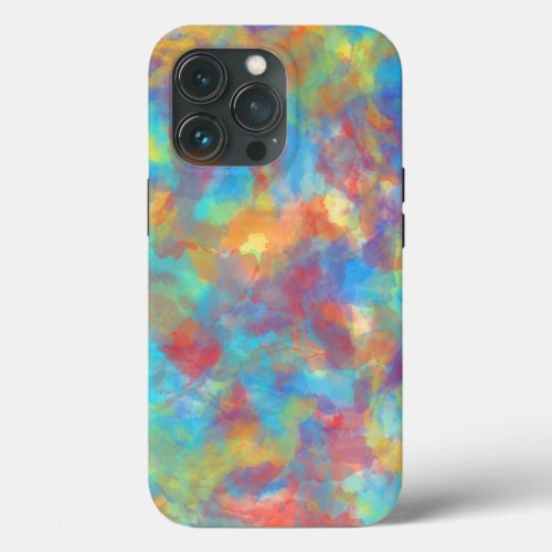 Abstract Colorful Watercolor Marbled iPhone 13 Pro Case