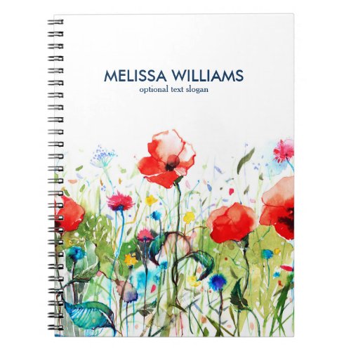 Abstract Colorful Watercolor Spring Flowers Notebook
