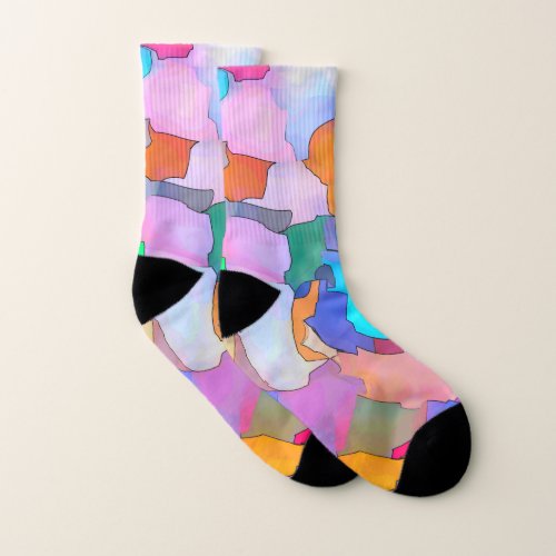 abstract colorful watercolor stained pattern socks