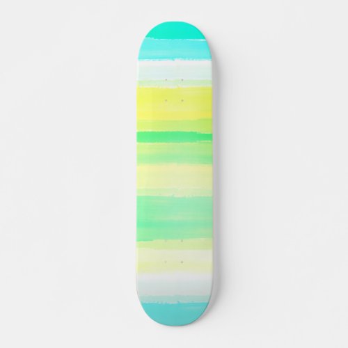 Abstract Colorful Watercolor Stripes Pattern Skateboard