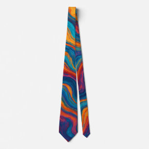 Abstract Colorful Waves Texture Neck Tie