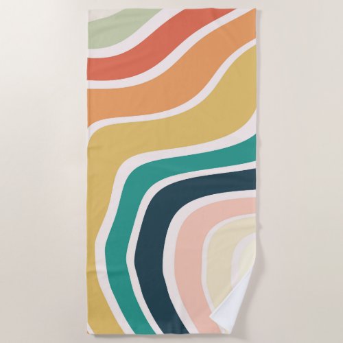 Abstract Colorful Wavy Pattern Beach Towel