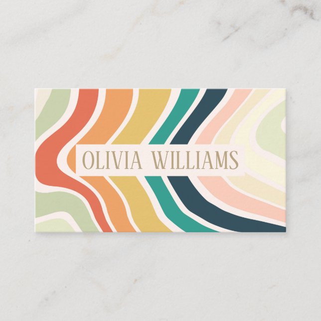Abstract Colorful Wavy Pattern Business Card (Front)