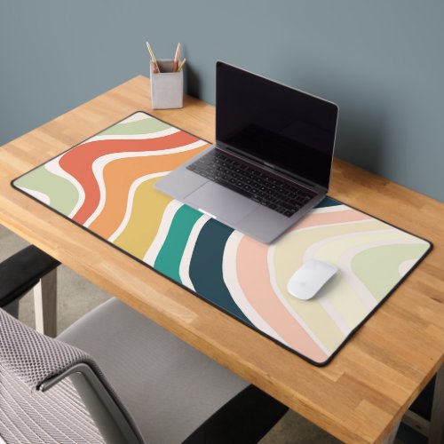 Abstract Colorful Wavy Pattern Desk Mat