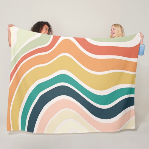 Abstract Colorful Wavy Pattern Fleece Blanket