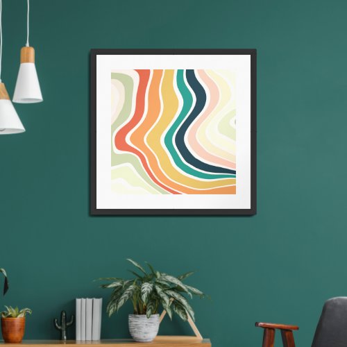 Abstract Colorful Wavy Pattern Framed Art