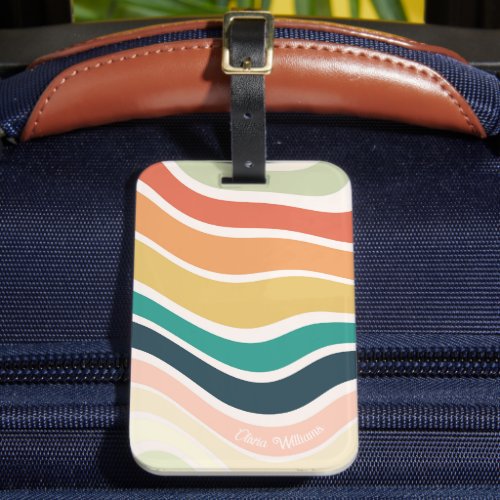 Abstract Colorful Wavy Pattern Luggage Tag