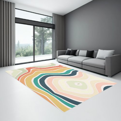 Abstract Colorful Wavy Pattern Rug