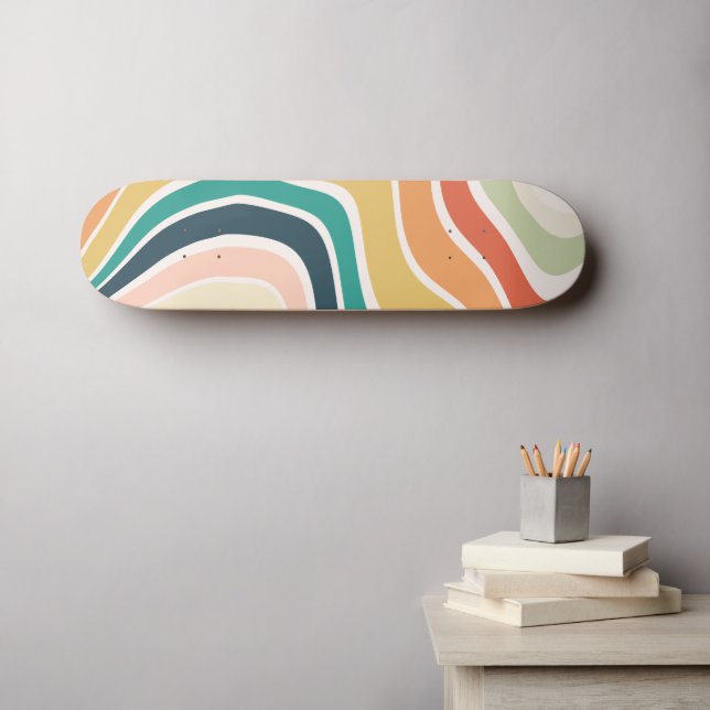 Abstract Colorful Wavy Pattern Skateboard (Wall Art (Horz))