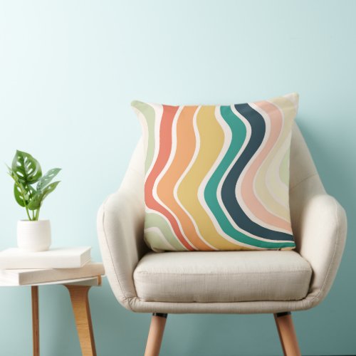 Abstract Colorful Wavy Pattern Throw Pillow