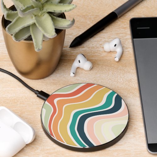 Abstract Colorful Wavy Pattern Wireless Charger