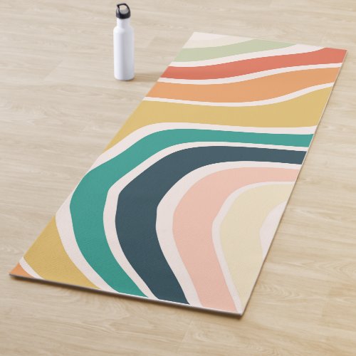 Abstract Colorful Wavy Pattern Yoga Mat