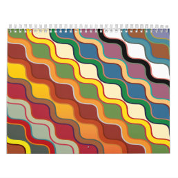 Abstract Colorful wavy Stripes Calendar