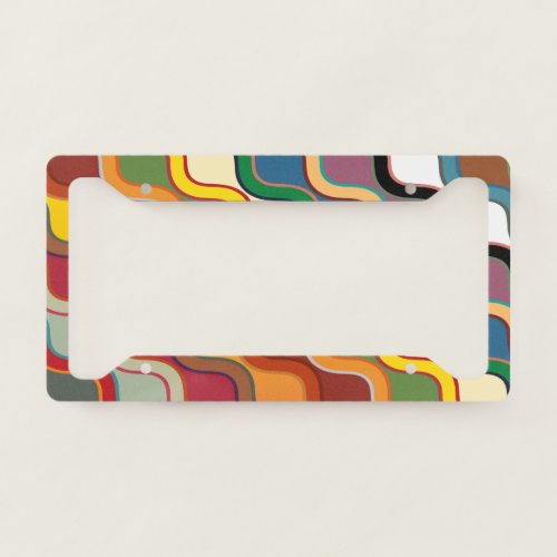 Abstract Colorful wavy Stripes License Plate Frame