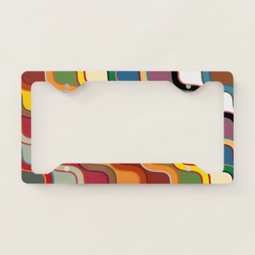 Abstract Colorful wavy Stripes License Plate Frame