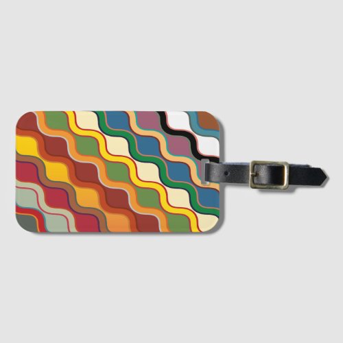 Abstract Colorful wavy Stripes Luggage Tag