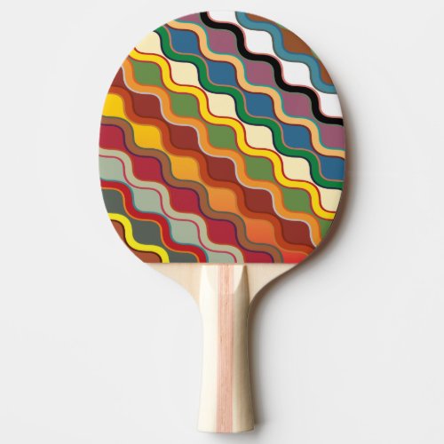 Abstract Colorful wavy Stripes Ping Pong Paddle