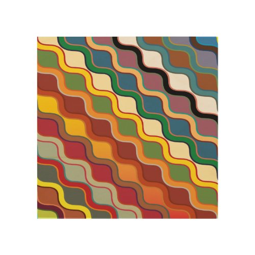 Abstract Colorful wavy Stripes Wood Wall Art