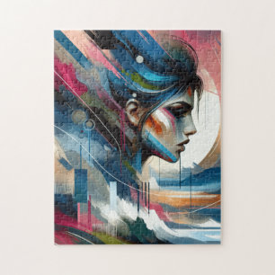 Abstract colorful woman's face jigsaw puzzle