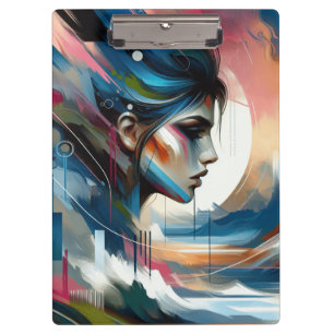 Abstract colorful woman's face wall decor poster clipboard