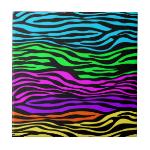 abstract Colorful Zebra Stripes Ceramic Tile