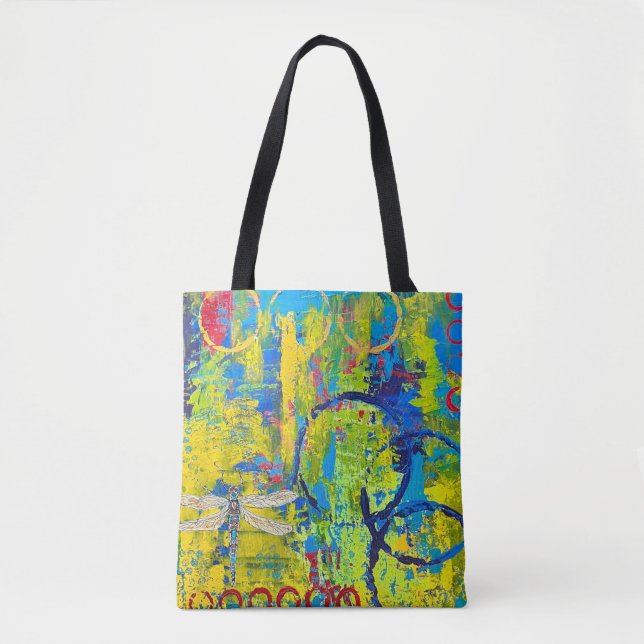 Abstract Colors and Dragonfly  Tote Bag (Front)