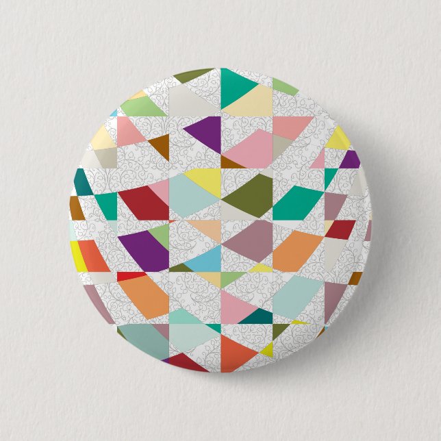 Abstract Colors Damask Button (Front)
