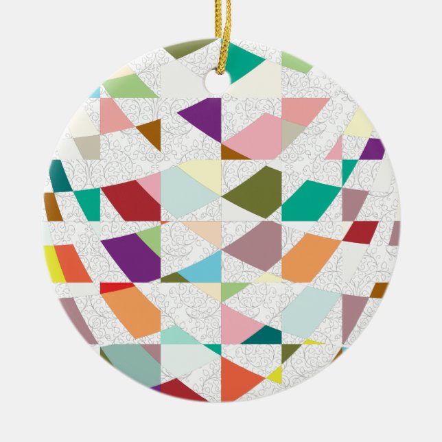 Abstract Colors Damask Ceramic Ornament (Front)
