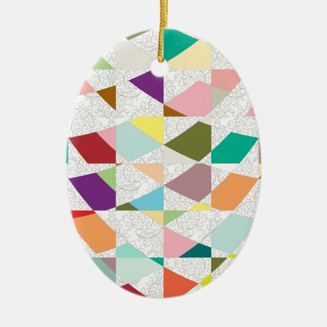 Abstract Colors Damask Ceramic Ornament (Front)
