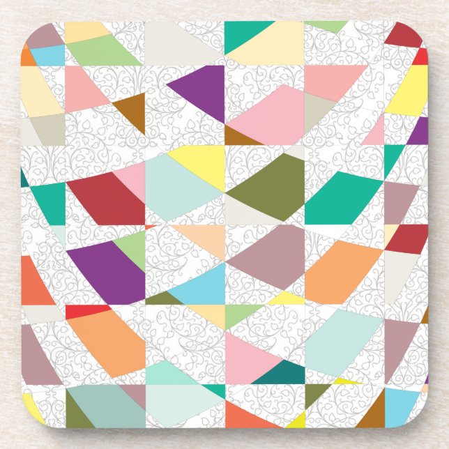 Abstract Colors Damask Coaster (Front)