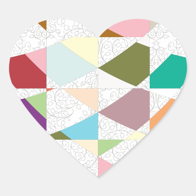 Abstract Colors Damask Heart Sticker (Front)