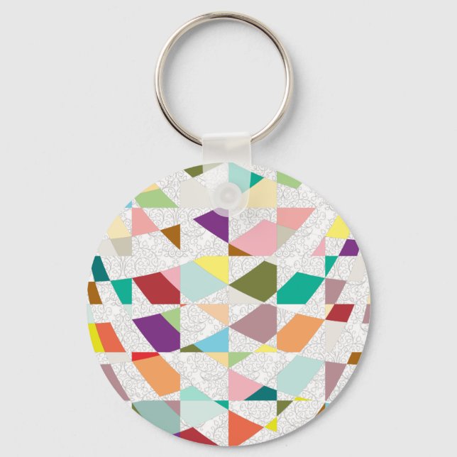 Abstract Colors Damask Keychain (Front)