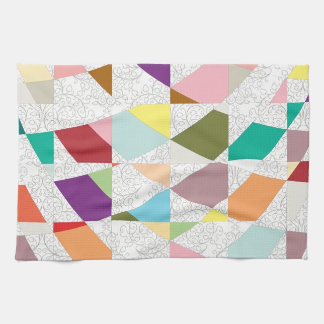 Abstract Colors Damask Kitchen Towel (Horizontal)