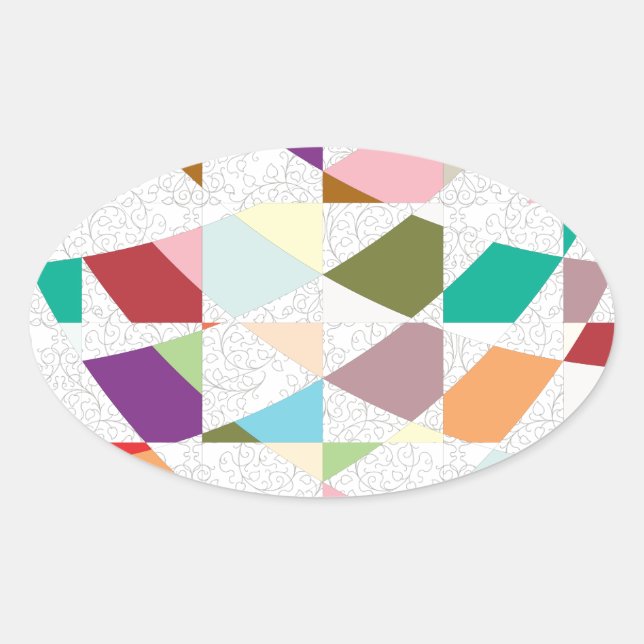 Abstract Colors Damask Oval Sticker (Front)